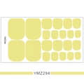 Detailed sheet of YMZ294 solid yellow self-adhesive 3D toenail stickers in various sizes - YMZ294-Golden Yellow