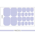 Detailed sheet of solid light purple 3D toe nail polish stickers in various sizes - YMZ301-Lavender Purple
