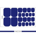 Detail view of deep blue solid color toe nail stickers set in YMZ304 model - YMZ304-Navy Blue