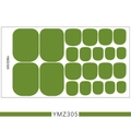 Detail view of solid green toe nail polish stickers set with YMZ2305 model markers - YMZ305-Grass Green