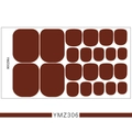 Detailed view of dark brown solid color full cover toe nail stickers set style YMZ306 - YMZ306-Coffee Brown
