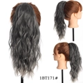Detailed views of 30cm water wave drawstring ponytail extension in grey ombre 1BT171 - Grey Gradient