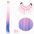 Detalle de extensión de coleta de 70 cm con degradado de rosa a azul y elástico - 3# (70cm/100g) / Degradado Rosa Claro Azul