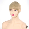 Close-up of light blonde flat fringe hairpiece with sideburns in shade 107 - 107 Golden