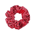 Red paisley print cotton scrunchie with elastic hair tie band for women hair styling - Red Paisley