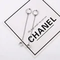 Orecchini a catena in acciaio inossidabile argento con polsino per un look trendy - Catena con Clip a Molla (Senza Buco)