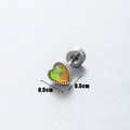 Titanium steel heart-shaped cartilage stud with iridescent synthetic opal finish - Yellow Heart (A083-9#OP28) / Single Piece