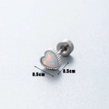 Silver stainless steel heart stud earring featuring a vibrant colorful opal stone inlay - White Heart (A083-10#OP18) / Single Piece