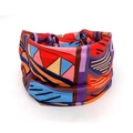 Bohemian mandala headband with colorful abstract patterns on stretchy wide elastic fabric - Style 5