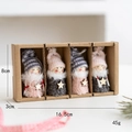 Set of 4 handmade wool felt Santa and Snowman Christmas ornaments in a kraft gift box - Style E