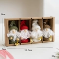 Set of 4 handmade knitted Christmas gnomes with bells in a kraft gift box display - Style I