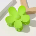 Matte bright green flower hair claw clip with candy color resin and durable teeth - Matte Large Flower - Grass Green