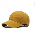 Classic kids mustard yellow washed cotton baseball cap with a simple minimalist style - Brown Baseball Cap