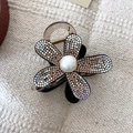 Pinza per capelli a forma di girasole con strass stile francese e perla elegante - D-5264-1 Pinza a molletta