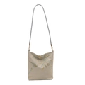 Jacquard canvas shoulder bag with blue bird and bamboo patterns on white background - Bamboo Leaf