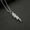 Zilveren hiphop bliksem hanger ketting met fonkelende kristallen en gedraaide touwketting - Bliksem Hanger Set / Zilver