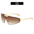 Occhiali da sole punk futuristici con lenti marroni sfumate e montatura oro C3 - Montatura Oro Lenti Marrone Sfumato (C3)