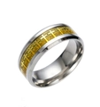 Polished silver titanium steel ring featuring an inlaid golden cross pattern for men - US 6 / Gold with Gold Gear