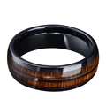 Men's 8mm black stainless steel ring featuring a natural wood inlay and polished finish - US 6 / Black Wood