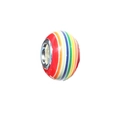 Rainbow striped resin beads with large holes and silver metal core for DIY bracelets - Striped 5