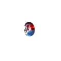 Detailed macro view of red and blue swirl resin bead with silver large hole metal core - 9*14mm (5mm Hole) / Red Blue Swirl