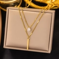 AH371 Double-layer Teardrop & Square Bar / Gold