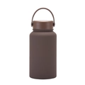 Deep brown 650ml matte stainless steel sport water bottle with a portable handle - Dark Coffee