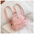 Mini zaino rosa trapuntato con motivo a rombi e fiocco decorativo per donna 2024 - Rosa