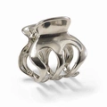 Slanke zilveren metalen haarklem in pompoenvorm voor een hoge paardenstaart, minimalistisch - B3104 / Zilver