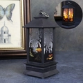 Farol negro de Halloween con siluetas de brujas y calabazas con efecto de luz cálida - Calabaza Nueva Pequeña