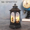 Retro black Halloween lantern with scarecrow and pumpkin silhouette, size 5x5x13.5cm - Hollow Pumpkin