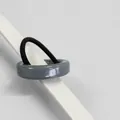 Detail of gray minimalist acetate geometric buckle hair tie with black elastic band - Dark Gray