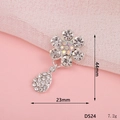 Silver flower pendant with rhinestones for DIY jewelry crafts, size 44mm x 23mm - D524 Large Rhinestone Pendant (Silver)