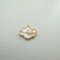 18K gold-plated auspicious cloud pendant with white shell inlay for jewelry making - White Shell Cloud