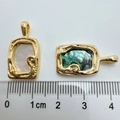 Detailed view of 18K gold plated abalone and white shell rose charms with scale ruler - Baroque Abalone Shell