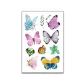 WY-038 temporary watercolor butterfly tattoos for kids featuring flowers and gems - Butterfly WY-038