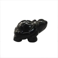 Polished black gemstone turtle figurine made of smooth stone or resin on white background - Obsidian 1.5 Inch
