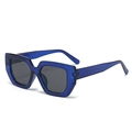 Fashionable blue transparent square oversized sunglasses with dark lenses for a trendy look - Transparent Blue Frame Black Gray Lens