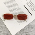 Retro small square sunglasses with gold metal frame and red-brown lenses for a chic look - Gold Frame Red Lenses