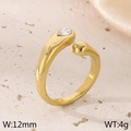 Anillo de serpiente en acero dorado con circonita de gota y anchura de 12 mm - US 6 / Dorado