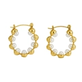 Orecchini a cerchio in acciaio inossidabile placcato oro 18k con perle eleganti - Oro