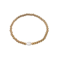Bracelet perles dorées 18K avec billes en acier inoxydable et perle d'eau douce - Doré
