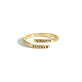 925 silver double layer ring with 'Siempre Juntas' engraving and small red heart - Adjustable US Size 7 / Gold