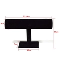 Detailed view of black velvet T-bar jewelry stand with 23.5cm length dimensions - Black Velvet