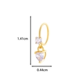 Golden heart and round zircon pendant piercing earring with 1.41cm height dimensions - Heart Pendant (3# Golden) / 3# Gold