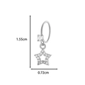 Silver star drop earring and nose ring with sparkling white zircon and size dimensions - 13# Silver