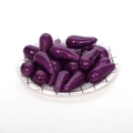 Miniature purple eggplant foam fruit models on a checkered plate for prop decoration - Mini Eggplant