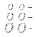 Polished silver titanium steel hoop earrings in 8mm, 10mm, and 12mm size variants - 1.6×6mm / Silver/Steel