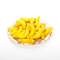 Miniature decorative yellow banana model props for photography on a white paper plate - Mini Banana