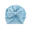Hellblauer Baby Turban aus weichem Stoff mit einer großen dekorativen Schleife für Kleinkinder - Blau